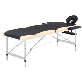 Klappbare Massageliege 2 Zonen aus schwarzem und beigem Aluminium von vidaXL, Massageliegen - Ref: Foro24-110229, Preis: 180,...