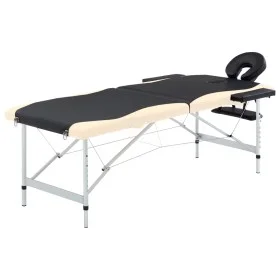 Klappbare Massageliege 2 Zonen aus schwarzem und beigem Aluminium von vidaXL, Massageliegen - Ref: Foro24-110229, Preis: 165,...