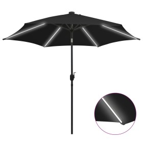 Umbrella with LED lights and black aluminum pole 300 cm by vidaXL, Umbrellas - Ref: Foro24-47366, Price: 124,30 €, Discount: %