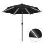 Sombrilla con luces LED y palo de aluminio negro 300 cm de vidaXL, Sombrillas - Ref: Foro24-47366, Precio: 125,33 €, Descuent...