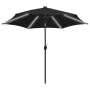 Regenschirm mit LED-Leuchten und schwarzer Aluminiumstange 300 cm von vidaXL, Sonnenschirme - Ref: Foro24-47366, Preis: 113,6...