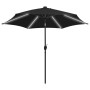 Sombrilla con luces LED y palo de aluminio negro 300 cm de vidaXL, Sombrillas - Ref: Foro24-47366, Precio: 125,33 €, Descuent...
