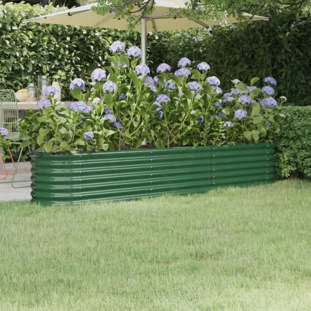 Green powder coated steel flower bed planter 224x40x36 cm by vidaXL, Pots and planters - Ref: Foro24-318873, Price: 57,85 €, ...