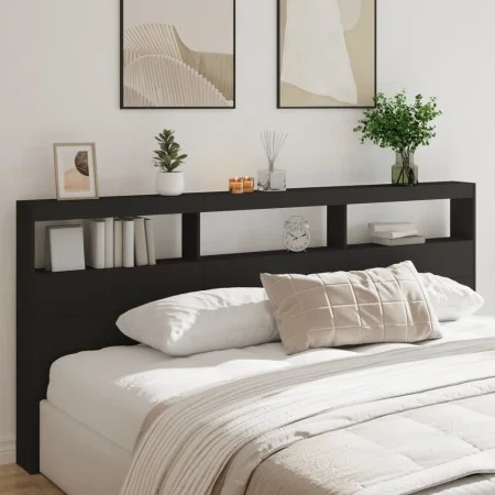 Bed headboard with black LED 220x17x102 cm by vidaXL, Headboards and footboards - Ref: Foro24-839225, Price: 94,69 €, Discoun...