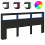 Bed headboard with black LED 220x17x102 cm by vidaXL, Headboards and footboards - Ref: Foro24-839225, Price: 94,69 €, Discoun...