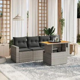 Garden sofa set with cushions 5 pieces gray synthetic rattan by vidaXL, Garden sets - Ref: Foro24-3271193, Price: 331,27 €, D...
