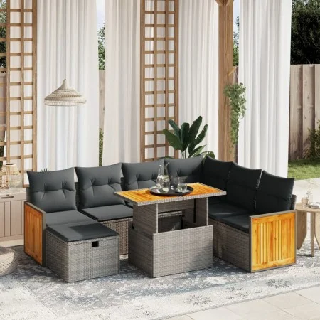 8-teiliges Gartensofa-Set und graue synthetische Rattankissen von vidaXL, Gartensets - Ref: Foro24-3276266, Preis: 524,69 €, ...