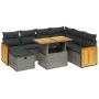 8-teiliges Gartensofa-Set und graue synthetische Rattankissen von vidaXL, Gartensets - Ref: Foro24-3276266, Preis: 524,69 €, ...