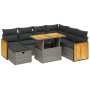Set de sofás de jardín 8 pzas y cojines ratán sintético gris de vidaXL, Conjuntos de jardín - Ref: Foro24-3276266, Precio: 50...