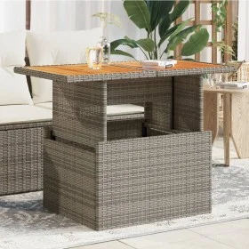 Garden table PE rattan and gray acacia wood 100x55x73 cm by vidaXL, Garden tables - Ref: Foro24-366127, Price: 94,97 €, Disco...