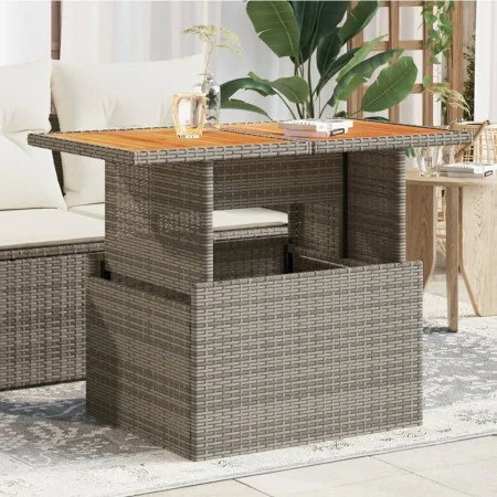 Gartentisch PE-Rattan und graues Akazienholz 100x55x73 cm von vidaXL, Gartentische - Ref: Foro24-366127, Preis: 94,97 €, Raba...