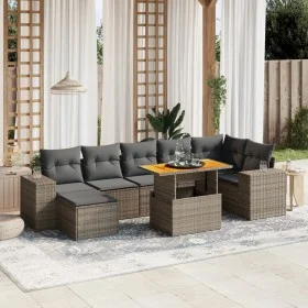 Set de sofás de jardín 8 pzas y cojines ratán sintético gris de vidaXL, Conjuntos de jardín - Ref: Foro24-3275937, Precio: 53...
