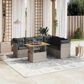 7-piece garden sofa set with gray PE rattan cushions by vidaXL, Garden sets - Ref: Foro24-3270850, Price: 449,84 €, Discount: %
