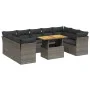 10-piece garden sofa set with gray synthetic rattan cushions by vidaXL, Garden sets - Ref: Foro24-3270997, Price: 614,84 €, D...