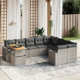 10-teiliges Gartensofa-Set mit grauen synthetischen Rattankissen von vidaXL, Gartensets - Ref: Foro24-3271480, Preis: 623,16 ...
