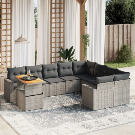10-piece garden sofa set with gray synthetic rattan cushions by vidaXL, Garden sets - Ref: Foro24-3271480, Price: 625,87 €, D...