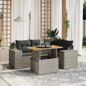 Garden sofa set with cushions 5 pieces gray synthetic rattan by vidaXL, Garden sets - Ref: Foro24-3272621, Price: 381,86 €, D...