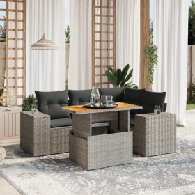 Gartensofa-Set mit Kissen, 5-teilig, graues synthetisches Rattan von vidaXL, Gartensets - Ref: Foro24-3272621, Preis: 370,64 ...