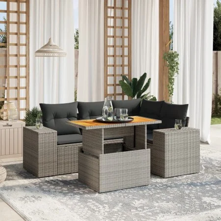 Garden sofa set with cushions 5 pieces gray synthetic rattan by vidaXL, Garden sets - Ref: Foro24-3272621, Price: 381,86 €, D...
