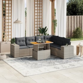 7-teiliges Gartensofa-Set mit grauen PE-Rattan-Kissen von vidaXL, Gartensets - Ref: Foro24-3272656, Preis: 475,65 €, Rabatt: %