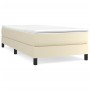 Estructura de cama sin colchón cuero sintético crema 80x200 cm