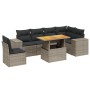 7-piece garden sofa set with gray PE rattan cushions by vidaXL, Garden sets - Ref: Foro24-3272663, Price: 475,65 €, Discount: %