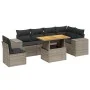 7-piece garden sofa set with gray PE rattan cushions by vidaXL, Garden sets - Ref: Foro24-3272663, Price: 483,52 €, Discount: %