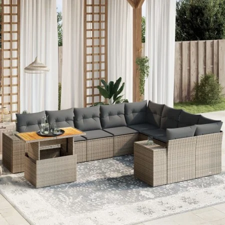 10-teiliges Gartensofa-Set mit grauen synthetischen Rattankissen von vidaXL, Gartensets - Ref: Foro24-3272803, Preis: 656,20 ...