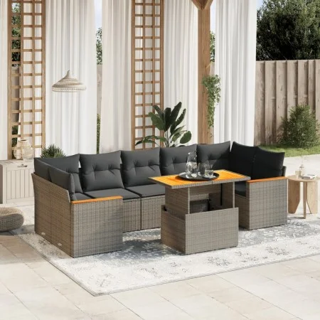 8-piece garden sofa set and gray synthetic rattan cushions by vidaXL, Garden sets - Ref: Foro24-3272992, Price: 522,68 €, Dis...