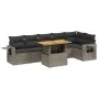 7-piece garden sofa set with gray PE rattan cushions by vidaXL, Garden sets - Ref: Foro24-3271767, Price: 468,21 €, Discount: %