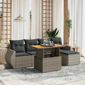 6-piece garden furniture set and gray synthetic rattan cushions by vidaXL, Garden sets - Ref: Foro24-3275811, Price: 410,43 €...