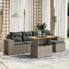 6-piece garden furniture set and gray synthetic rattan cushions by vidaXL, Garden sets - Ref: Foro24-3275923, Price: 406,58 €...