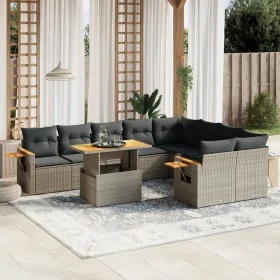 10-piece garden sofa set with gray synthetic rattan cushions by vidaXL, Garden sets - Ref: Foro24-3273678, Price: 638,88 €, D...