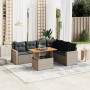 7-teiliges Gartensofa-Set mit grauen PE-Rattan-Kissen von vidaXL, Gartensets - Ref: Foro24-3271333, Preis: 454,91 €, Rabatt: %