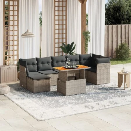 8-teiliges Gartensofa-Set und graue synthetische Rattankissen von vidaXL, Gartensets - Ref: Foro24-3270948, Preis: 489,63 €, ...