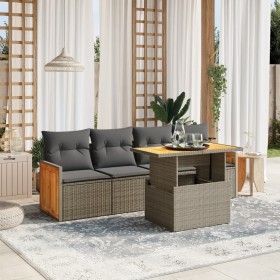 Gartensofa-Set mit Kissen, 5-teilig, graues synthetisches Rattan von vidaXL, Gartensets - Ref: Foro24-3273839, Preis: 331,44 ...