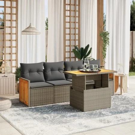 Garden sofa set with cushions 5 pieces gray synthetic rattan by vidaXL, Garden sets - Ref: Foro24-3273839, Price: 348,27 €, D...