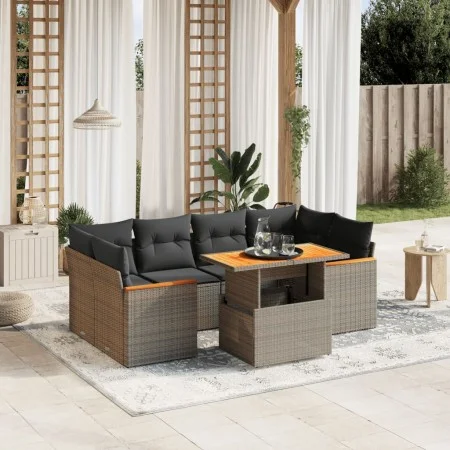 Set de sofás de jardín 7 piezas con cojines ratán PE gris de vidaXL, Conjuntos de jardín - Ref: Foro24-3272978, Precio: 461,4...