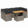 7-piece garden sofa set with gray PE rattan cushions by vidaXL, Garden sets - Ref: Foro24-3272978, Price: 446,97 €, Discount: %