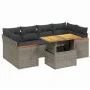 7-piece garden sofa set with gray PE rattan cushions by vidaXL, Garden sets - Ref: Foro24-3272978, Price: 460,38 €, Discount: %