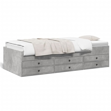 Betongraue Holzwerkstoffliege mit Schubladen 90x200 cm von vidaXL, Betten und Lattenroste - Ref: Foro24-3280877, Preis: 178,9...