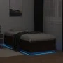 Bed frame with LED lights oak brown wood 75x190 cm by vidaXL, Beds and slatted bases - Ref: Foro24-3209673, Price: 127,75 €, ...