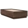 Bed frame with LED lights oak brown wood 75x190 cm by vidaXL, Beds and slatted bases - Ref: Foro24-3209673, Price: 127,75 €, ...
