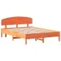 Bed frame with wax brown pine wood headboard 150x200 cm by vidaXL, Beds and slatted bases - Ref: Foro24-3207208, Price: 193,4...