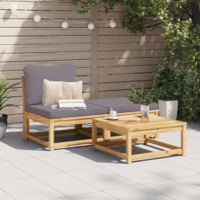 Set de muebles para jardín 3 piezas con cojines madera acacia