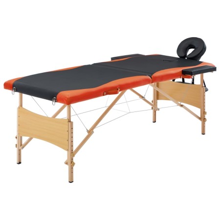 Folding massage table 2 zones black and orange wood by vidaXL, massage tables - Ref: Foro24-110203, Price: 159,79 €, Discount: %