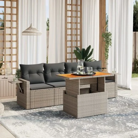 Garden sofa set with cushions 5 pieces gray synthetic rattan by vidaXL, Garden sets - Ref: Foro24-3271634, Price: 340,92 €, D...