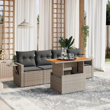 Gartensofa-Set mit Kissen, 5-teilig, graues synthetisches Rattan von vidaXL, Gartensets - Ref: Foro24-3271634, Preis: 334,90 ...