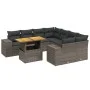 Set de muebles de jardín 9 pzas y cojines ratán sintético gris de vidaXL, Conjuntos de jardín - Ref: Foro24-3272565, Precio: ...