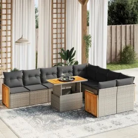 10-teiliges Gartensofa-Set mit grauen synthetischen Rattankissen von vidaXL, Gartensets - Ref: Foro24-3274119, Preis: 639,55 ...